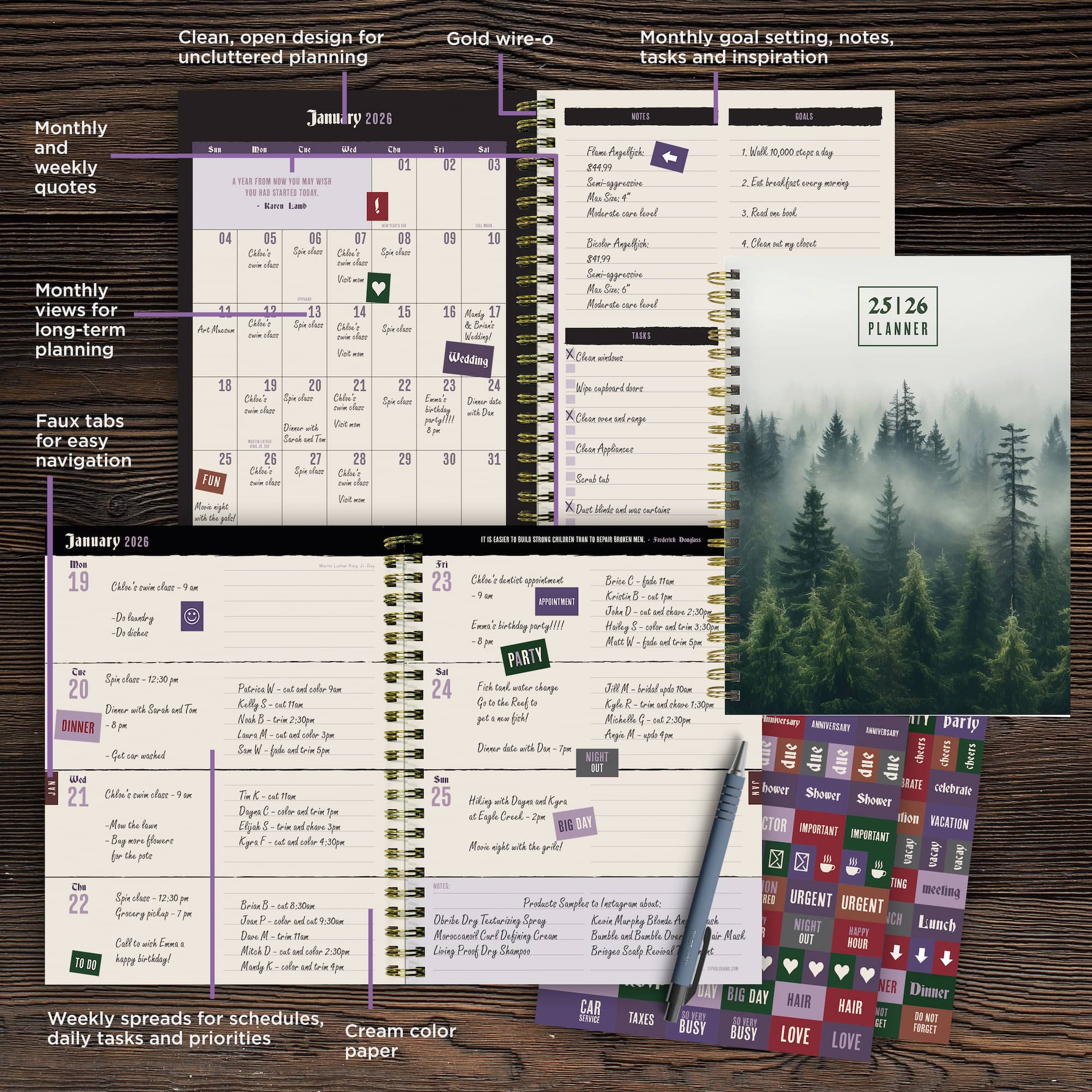 TF Publishing 2025-2026 Mystic Forest Medium Weekly/Monthly Planner